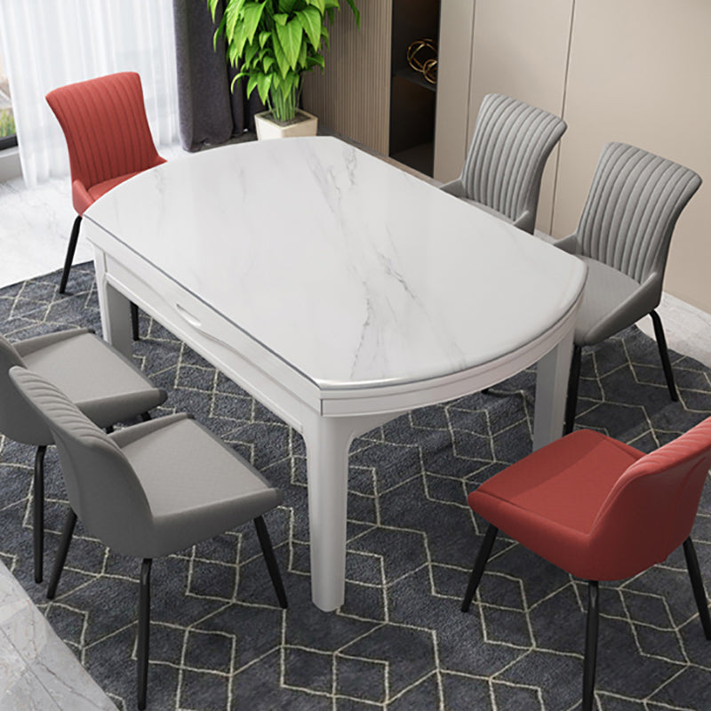 Modern Round Pedestal Dining Table Matte Finish Solid Wood Extendable Dining Table White Without Chairs Clearhalo 'Dining Tables & Seating' 'Dining Tables' 'dining_table' 'furn' 'furn_dining_table' 'Furniture' 'furniture_dining_table' 'Kitchen & Dining Furniture' 'kitchen' 'kitchen_dining_table' 5032792