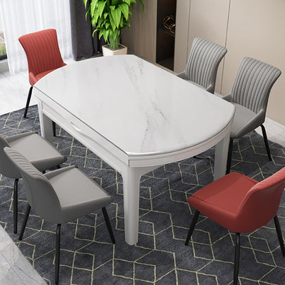 Modern Round Pedestal Dining Table Matte Finish Solid Wood Extendable Dining Table White Without Chairs Clearhalo 'Dining Tables & Seating' 'Dining Tables' 'dining_table' 'furn' 'furn_dining_table' 'Furniture' 'furniture_dining_table' 'Kitchen & Dining Furniture' 'kitchen' 'kitchen_dining_table' 5032792