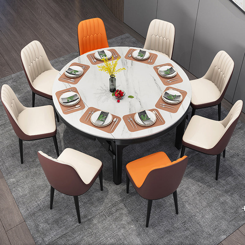 Modern Round Pedestal Dining Table Matte Finish Solid Wood Extendable Dining Table Clearhalo 'Dining Tables & Seating' 'Dining Tables' 'dining_table' 'furn' 'furn_dining_table' 'Furniture' 'furniture_dining_table' 'Kitchen & Dining Furniture' 'kitchen' 'kitchen_dining_table' 5032802