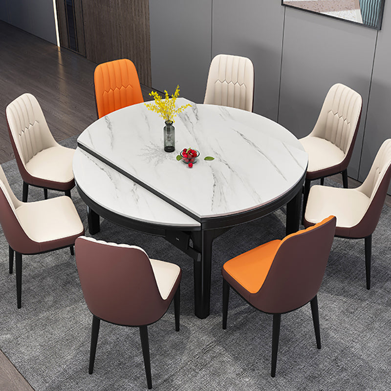 Modern Round Pedestal Dining Table Matte Finish Solid Wood Extendable Dining Table Clearhalo 'Dining Tables & Seating' 'Dining Tables' 'dining_table' 'furn' 'furn_dining_table' 'Furniture' 'furniture_dining_table' 'Kitchen & Dining Furniture' 'kitchen' 'kitchen_dining_table' 5032803