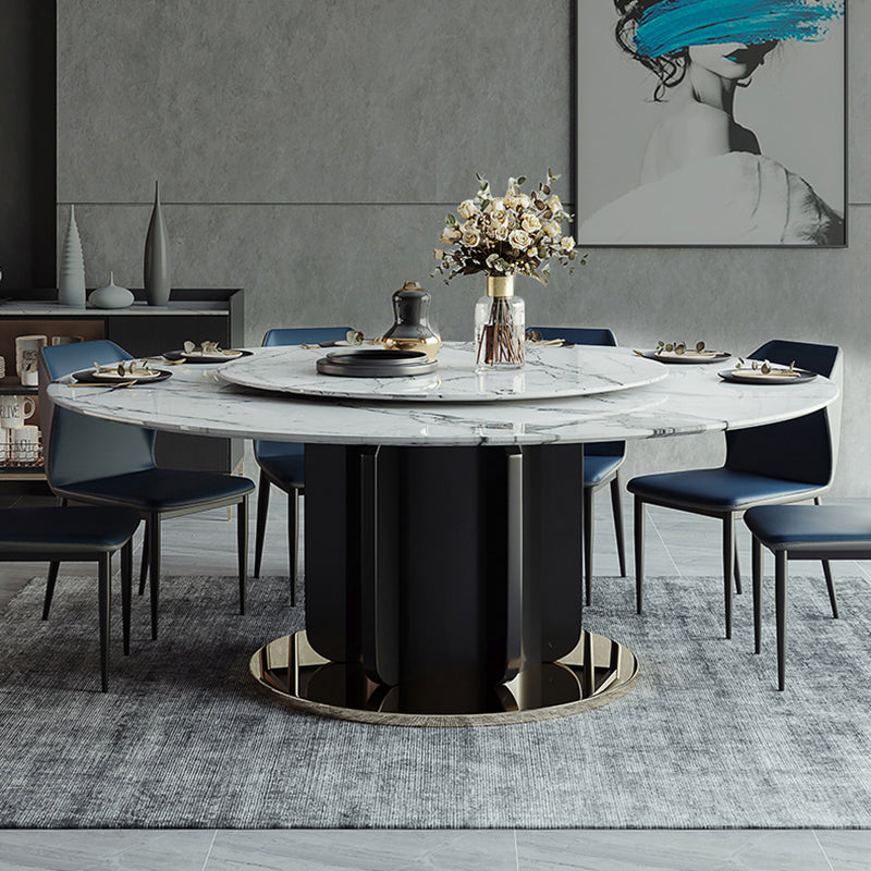 Glam Home Convertible Dining Table Home Round Pedestal Table 63"L x 63"W x 29.5"H Without Chairs Clearhalo 'Dining Tables & Seating' 'Dining Tables' 'dining_table' 'furn' 'furn_dining_table' 'Furniture' 'furniture_dining_table' 'Kitchen & Dining Furniture' 'kitchen' 'kitchen_dining_table' 5032809