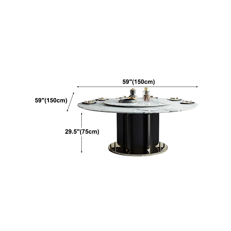 Glam Home Convertible Dining Table Home Round Pedestal Table Clearhalo 'Dining Tables & Seating' 'Dining Tables' 'dining_table' 'furn' 'furn_dining_table' 'Furniture' 'furniture_dining_table' 'Kitchen & Dining Furniture' 'kitchen' 'kitchen_dining_table' 5032817