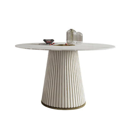 Glam Home Convertible Dining Table Sintered Stone Round Pedestal Table Fixed Table Without Chairs Clearhalo 'Dining Tables & Seating' 'Dining Tables' 'dining_table' 'furn' 'furn_dining_table' 'Furniture' 'furniture_dining_table' 'Kitchen & Dining Furniture' 'kitchen' 'kitchen_dining_table' 5032822