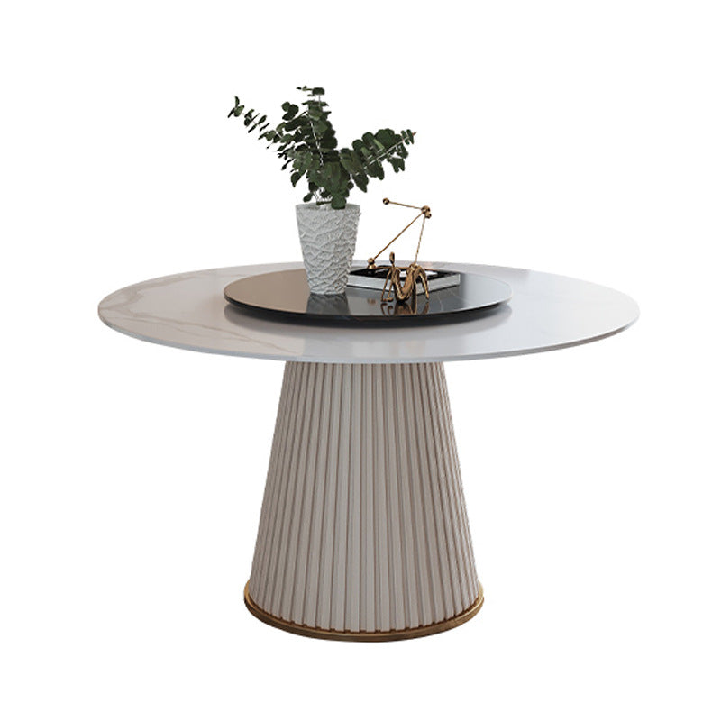 Glam Home Convertible Dining Table Sintered Stone Round Pedestal Table Clearhalo 'Dining Tables & Seating' 'Dining Tables' 'dining_table' 'furn' 'furn_dining_table' 'Furniture' 'furniture_dining_table' 'Kitchen & Dining Furniture' 'kitchen' 'kitchen_dining_table' 5032826
