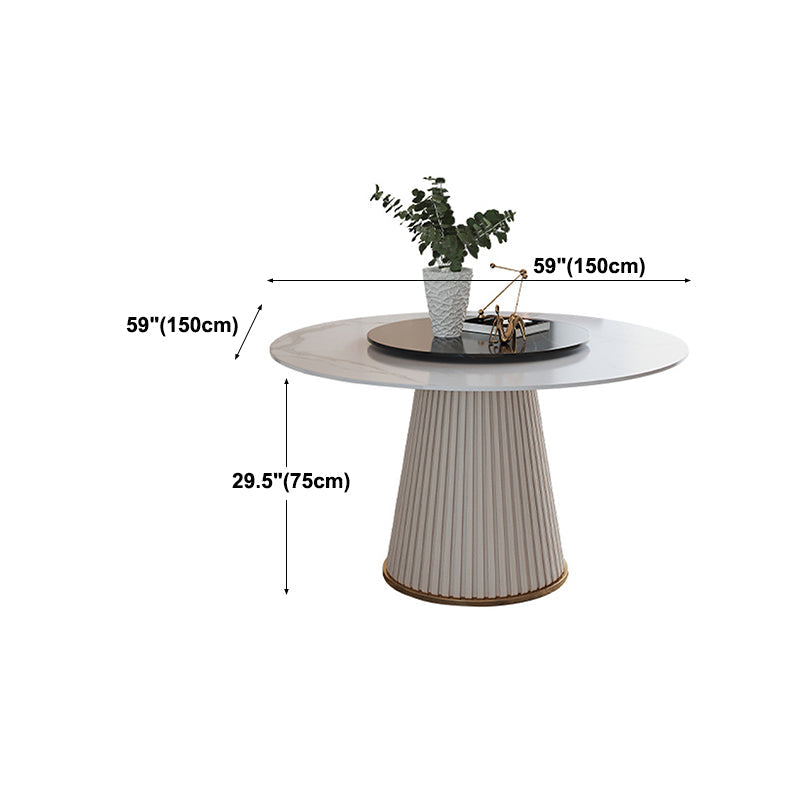 Glam Home Convertible Dining Table Sintered Stone Round Pedestal Table Clearhalo 'Dining Tables & Seating' 'Dining Tables' 'dining_table' 'furn' 'furn_dining_table' 'Furniture' 'furniture_dining_table' 'Kitchen & Dining Furniture' 'kitchen' 'kitchen_dining_table' 5032839