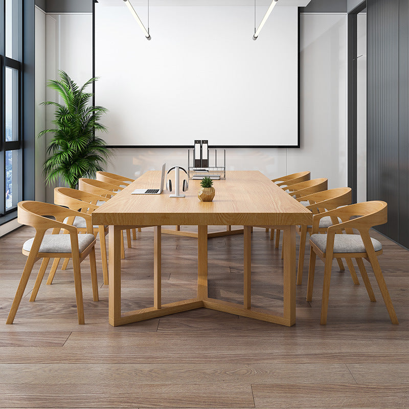 Rectangle Modern Solid Wood Standard Height Table Double Pedestal Dining Table 94.5"L x 39.4"W x 29.5"H Without Chairs Clearhalo 'Dining Tables & Seating' 'Dining Tables' 'dining_table' 'furn' 'furn_dining_table' 'Furniture' 'furniture_dining_table' 'Kitchen & Dining Furniture' 'kitchen' 'kitchen_dining_table' 5032842