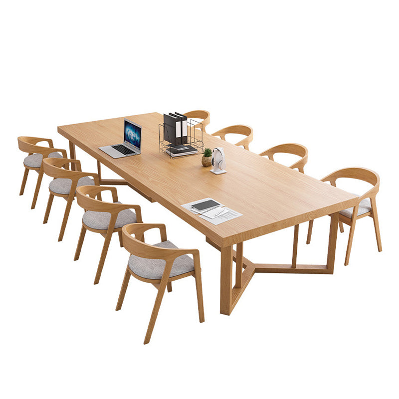 Rectangle Modern Solid Wood Standard Height Table Double Pedestal Dining Table Clearhalo 'Dining Tables & Seating' 'Dining Tables' 'dining_table' 'furn' 'furn_dining_table' 'Furniture' 'furniture_dining_table' 'Kitchen & Dining Furniture' 'kitchen' 'kitchen_dining_table' 5032844