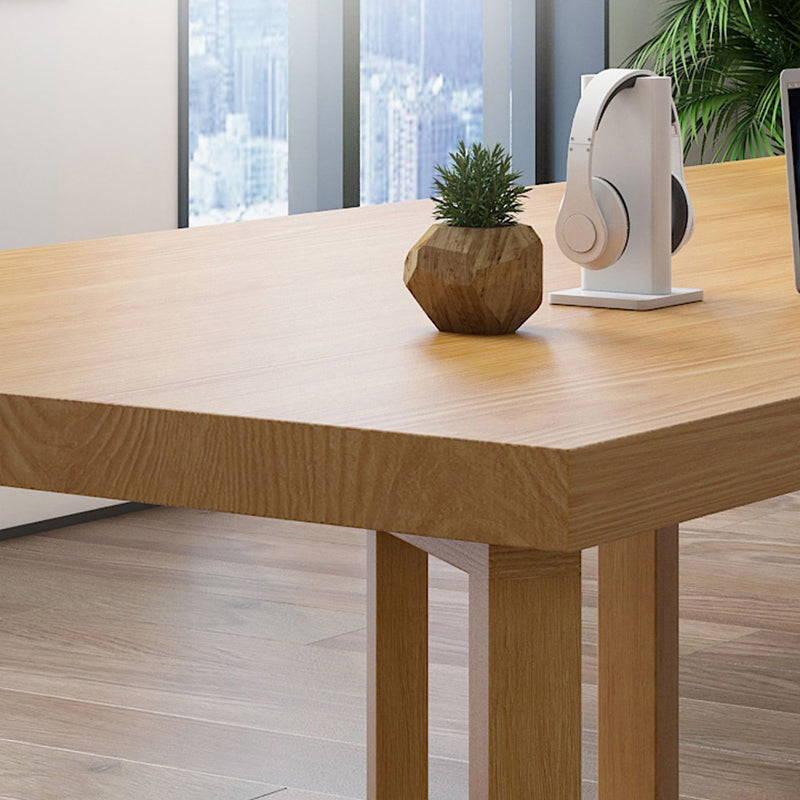 Rectangle Modern Solid Wood Standard Height Table Double Pedestal Dining Table Clearhalo 'Dining Tables & Seating' 'Dining Tables' 'dining_table' 'furn' 'furn_dining_table' 'Furniture' 'furniture_dining_table' 'Kitchen & Dining Furniture' 'kitchen' 'kitchen_dining_table' 5032846