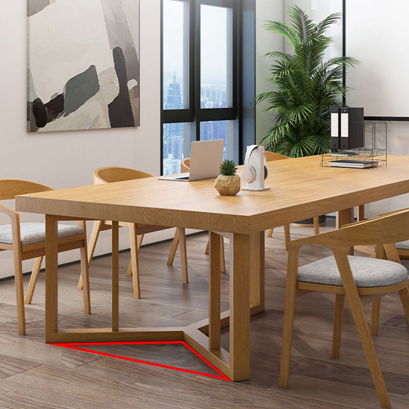 Rectangle Modern Solid Wood Standard Height Table Double Pedestal Dining Table Clearhalo 'Dining Tables & Seating' 'Dining Tables' 'dining_table' 'furn' 'furn_dining_table' 'Furniture' 'furniture_dining_table' 'Kitchen & Dining Furniture' 'kitchen' 'kitchen_dining_table' 5032847