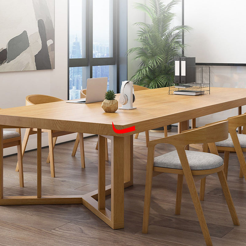 Rectangle Modern Solid Wood Standard Height Table Double Pedestal Dining Table Clearhalo 'Dining Tables & Seating' 'Dining Tables' 'dining_table' 'furn' 'furn_dining_table' 'Furniture' 'furniture_dining_table' 'Kitchen & Dining Furniture' 'kitchen' 'kitchen_dining_table' 5032848