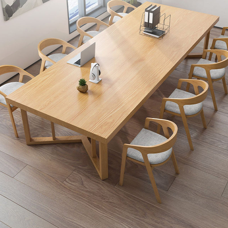 Rectangle Modern Solid Wood Standard Height Table Double Pedestal Dining Table Clearhalo 'Dining Tables & Seating' 'Dining Tables' 'dining_table' 'furn' 'furn_dining_table' 'Furniture' 'furniture_dining_table' 'Kitchen & Dining Furniture' 'kitchen' 'kitchen_dining_table' 5032849