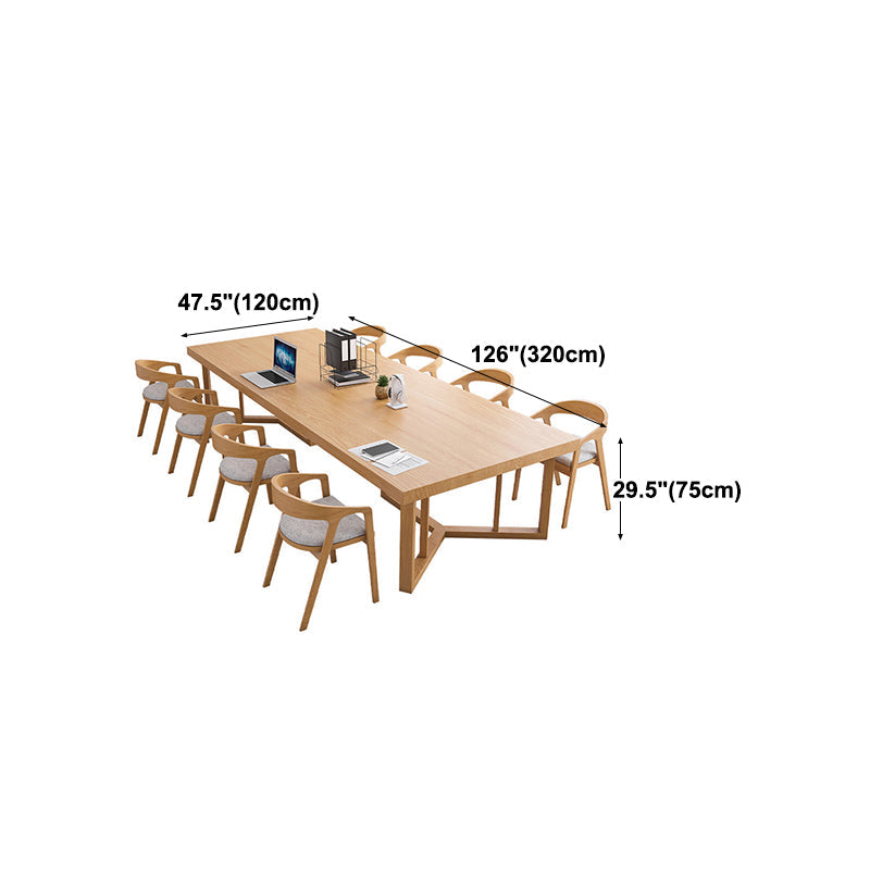 Rectangle Modern Solid Wood Standard Height Table Double Pedestal Dining Table Clearhalo 'Dining Tables & Seating' 'Dining Tables' 'dining_table' 'furn' 'furn_dining_table' 'Furniture' 'furniture_dining_table' 'Kitchen & Dining Furniture' 'kitchen' 'kitchen_dining_table' 5032857