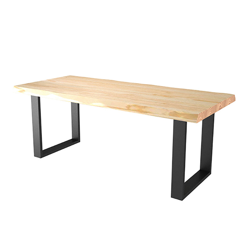 Industrial Pine Wood Dining Table Rectangle Table with Black Double Pedestal Without Chairs Clearhalo 'Dining Tables & Seating' 'Dining Tables' 'dining_table' 'furn' 'furn_dining_table' 'Furniture' 'furniture_dining_table' 'Kitchen & Dining Furniture' 'kitchen' 'kitchen_dining_table' 5032863
