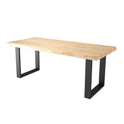 Industrial Pine Wood Dining Table Rectangle Table with Black Double Pedestal Without Chairs Clearhalo 'Dining Tables & Seating' 'Dining Tables' 'dining_table' 'furn' 'furn_dining_table' 'Furniture' 'furniture_dining_table' 'Kitchen & Dining Furniture' 'kitchen' 'kitchen_dining_table' 5032863