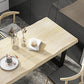 Industrial Pine Wood Dining Table Rectangle Table with Black Double Pedestal Clearhalo 'Dining Tables & Seating' 'Dining Tables' 'dining_table' 'furn' 'furn_dining_table' 'Furniture' 'furniture_dining_table' 'Kitchen & Dining Furniture' 'kitchen' 'kitchen_dining_table' 5032865