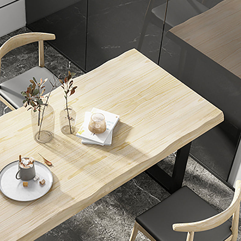 Industrial Pine Wood Dining Table Rectangle Table with Black Double Pedestal Clearhalo 'Dining Tables & Seating' 'Dining Tables' 'dining_table' 'furn' 'furn_dining_table' 'Furniture' 'furniture_dining_table' 'Kitchen & Dining Furniture' 'kitchen' 'kitchen_dining_table' 5032865
