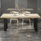 Industrial Pine Wood Dining Table Rectangle Table with Black Double Pedestal Clearhalo 'Dining Tables & Seating' 'Dining Tables' 'dining_table' 'furn' 'furn_dining_table' 'Furniture' 'furniture_dining_table' 'Kitchen & Dining Furniture' 'kitchen' 'kitchen_dining_table' 5032867