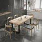 Industrial Pine Wood Dining Table Rectangle Table with Black Double Pedestal Clearhalo 'Dining Tables & Seating' 'Dining Tables' 'dining_table' 'furn' 'furn_dining_table' 'Furniture' 'furniture_dining_table' 'Kitchen & Dining Furniture' 'kitchen' 'kitchen_dining_table' 5032869