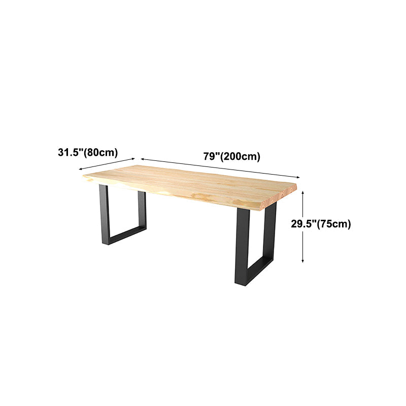 Industrial Pine Wood Dining Table Rectangle Table with Black Double Pedestal Clearhalo 'Dining Tables & Seating' 'Dining Tables' 'dining_table' 'furn' 'furn_dining_table' 'Furniture' 'furniture_dining_table' 'Kitchen & Dining Furniture' 'kitchen' 'kitchen_dining_table' 5032875
