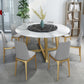Modern Sintered Stone Dining Table Round Dinner Room Table for Dining Room 53.1"L x 53.1"W x 29.5"H Lazy Susan Without Chairs Clearhalo 'Dining Tables & Seating' 'Dining Tables' 'dining_table' 'furn' 'furn_dining_table' 'Furniture' 'furniture_dining_table' 'Kitchen & Dining Furniture' 'kitchen' 'kitchen_dining_table' 5032882