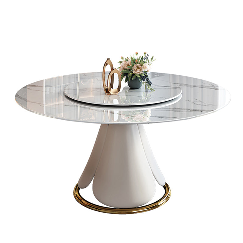Metal Glam Style Round Dining Table Sintered Stone Top Table for Dining Room Clearhalo 'Dining Tables & Seating' 'Dining Tables' 'dining_table' 'furn' 'furn_dining_table' 'Furniture' 'furniture_dining_table' 'Kitchen & Dining Furniture' 'kitchen' 'kitchen_dining_table' 5032904
