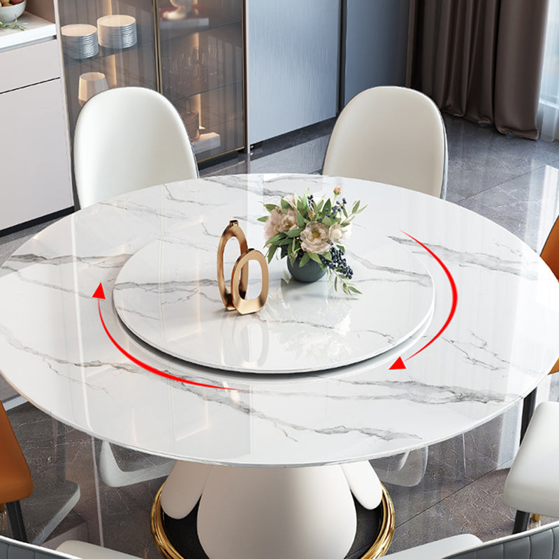 Metal Glam Style Round Dining Table Sintered Stone Top Table for Dining Room Clearhalo 'Dining Tables & Seating' 'Dining Tables' 'dining_table' 'furn' 'furn_dining_table' 'Furniture' 'furniture_dining_table' 'Kitchen & Dining Furniture' 'kitchen' 'kitchen_dining_table' 5032905