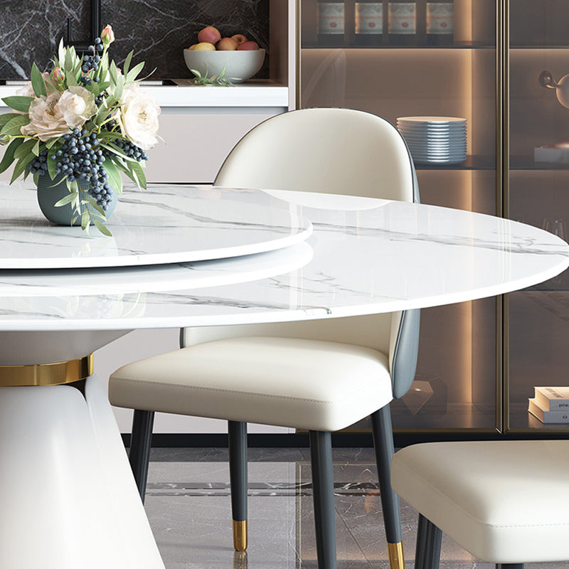 Metal Glam Style Round Dining Table Sintered Stone Top Table for Dining Room Clearhalo 'Dining Tables & Seating' 'Dining Tables' 'dining_table' 'furn' 'furn_dining_table' 'Furniture' 'furniture_dining_table' 'Kitchen & Dining Furniture' 'kitchen' 'kitchen_dining_table' 5032907