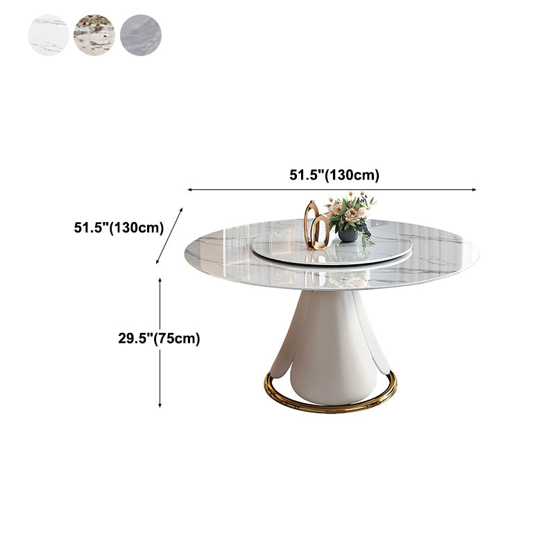 Metal Glam Style Round Dining Table Sintered Stone Top Table for Dining Room Clearhalo 'Dining Tables & Seating' 'Dining Tables' 'dining_table' 'furn' 'furn_dining_table' 'Furniture' 'furniture_dining_table' 'Kitchen & Dining Furniture' 'kitchen' 'kitchen_dining_table' 5032910