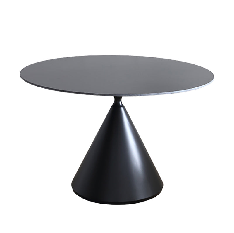 Metal Modern Style Round Dining Table Sintered Stone Top Table for Dining Room Black Without Chairs Clearhalo 'Dining Tables & Seating' 'Dining Tables' 'dining_table' 'furn' 'furn_dining_table' 'Furniture' 'furniture_dining_table' 'Kitchen & Dining Furniture' 'kitchen' 'kitchen_dining_table' 5032913