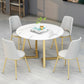 Stone Top Dining Table Contemporary Table with Sled Base in Gold Off-White Without Chairs Clearhalo 'Dining Tables & Seating' 'Dining Tables' 'dining_table' 'furn' 'furn_dining_table' 'Furniture' 'furniture_dining_table' 'Kitchen & Dining Furniture' 'kitchen' 'kitchen_dining_table' 5032929
