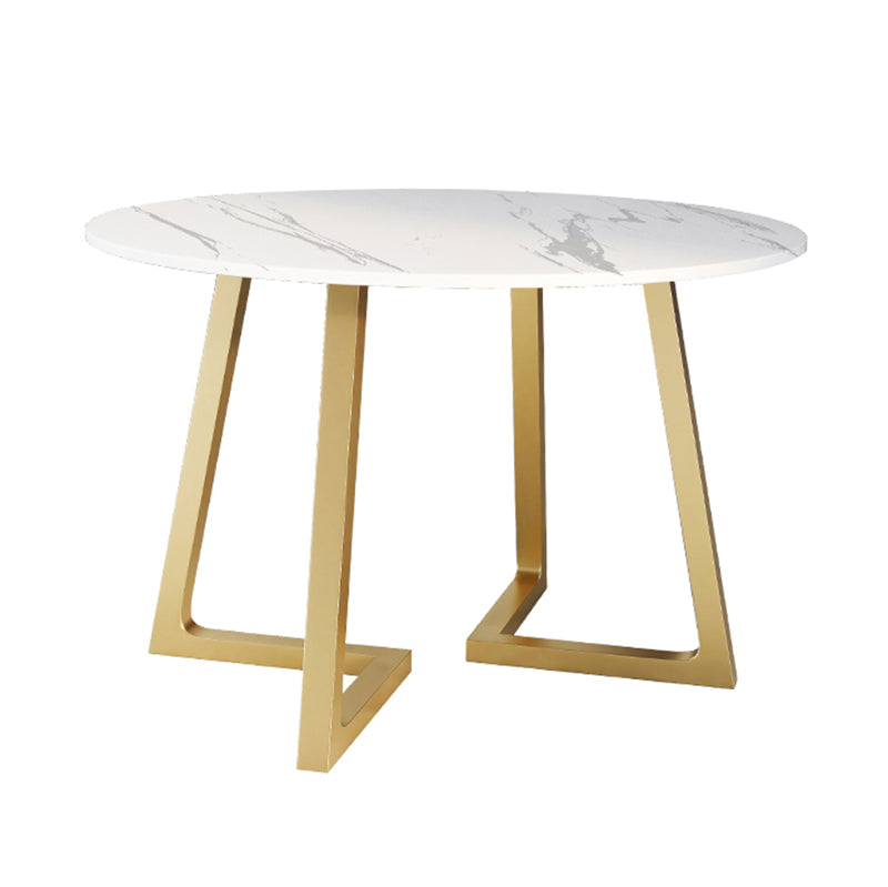 Stone Top Dining Table Contemporary Table with Sled Base in Gold Clearhalo 'Dining Tables & Seating' 'Dining Tables' 'dining_table' 'furn' 'furn_dining_table' 'Furniture' 'furniture_dining_table' 'Kitchen & Dining Furniture' 'kitchen' 'kitchen_dining_table' 5032930