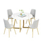 Stone Top Dining Table Contemporary Table with Sled Base in Gold White Without Chairs Clearhalo 'Dining Tables & Seating' 'Dining Tables' 'dining_table' 'furn' 'furn_dining_table' 'Furniture' 'furniture_dining_table' 'Kitchen & Dining Furniture' 'kitchen' 'kitchen_dining_table' 5032931