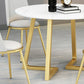 Stone Top Dining Table Contemporary Table with Sled Base in Gold Clearhalo 'Dining Tables & Seating' 'Dining Tables' 'dining_table' 'furn' 'furn_dining_table' 'Furniture' 'furniture_dining_table' 'Kitchen & Dining Furniture' 'kitchen' 'kitchen_dining_table' 5032933