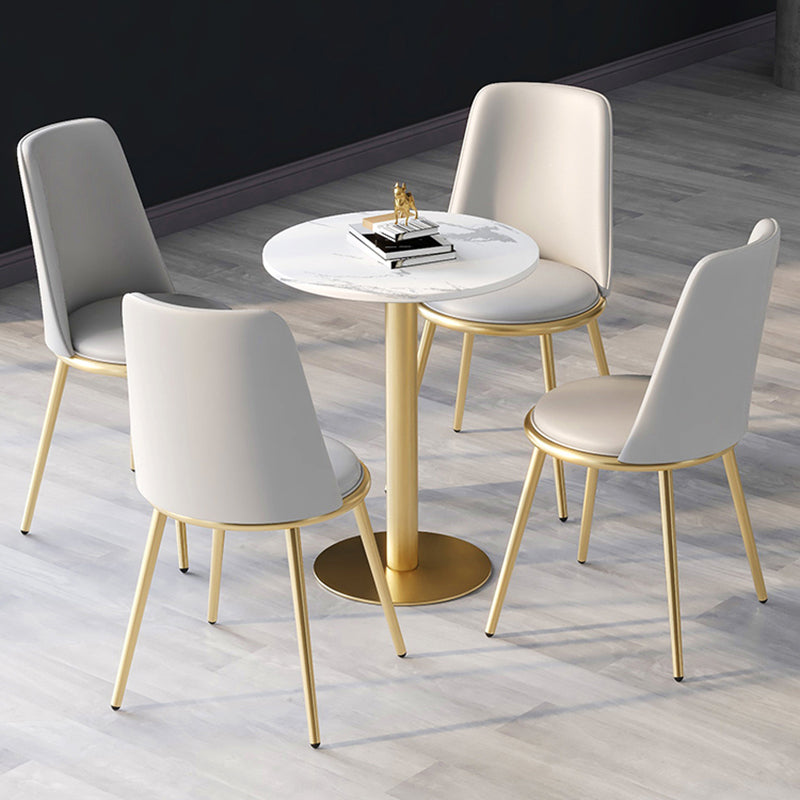 Stone Top Dining Table Contemporary Table with Sled Base in Gold Clearhalo 'Dining Tables & Seating' 'Dining Tables' 'dining_table' 'furn' 'furn_dining_table' 'Furniture' 'furniture_dining_table' 'Kitchen & Dining Furniture' 'kitchen' 'kitchen_dining_table' 5032934