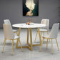 Stone Top Dining Table Contemporary Table with Sled Base in Gold Clearhalo 'Dining Tables & Seating' 'Dining Tables' 'dining_table' 'furn' 'furn_dining_table' 'Furniture' 'furniture_dining_table' 'Kitchen & Dining Furniture' 'kitchen' 'kitchen_dining_table' 5032935