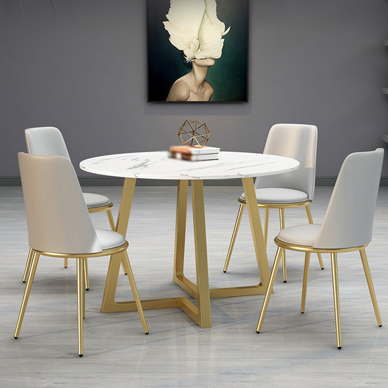 Stone Top Dining Table Contemporary Table with Sled Base in Gold Clearhalo 'Dining Tables & Seating' 'Dining Tables' 'dining_table' 'furn' 'furn_dining_table' 'Furniture' 'furniture_dining_table' 'Kitchen & Dining Furniture' 'kitchen' 'kitchen_dining_table' 5032935
