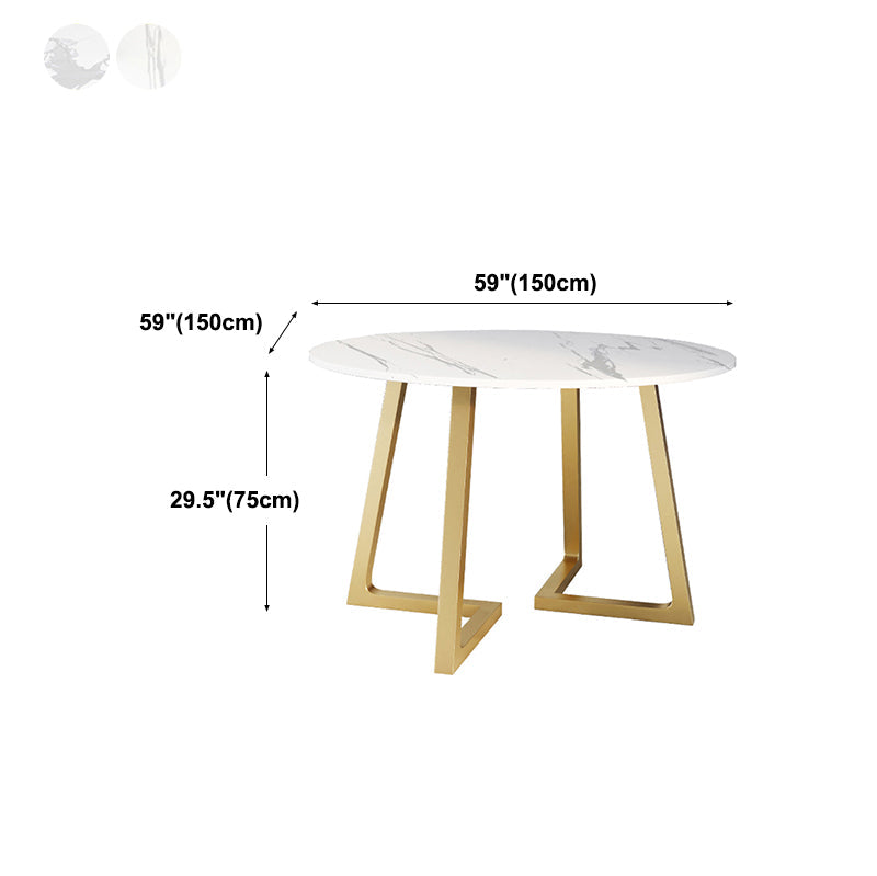Stone Top Dining Table Contemporary Table with Sled Base in Gold Clearhalo 'Dining Tables & Seating' 'Dining Tables' 'dining_table' 'furn' 'furn_dining_table' 'Furniture' 'furniture_dining_table' 'Kitchen & Dining Furniture' 'kitchen' 'kitchen_dining_table' 5032940