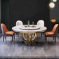 Nordic Glam Dining Round Table Dining Sintered Stone Table for Restaurant with Metal Legs White 51.2"L x 51.2"W x 29.9"H Without Chairs Clearhalo 'Dining Tables & Seating' 'Dining Tables' 'dining_table' 'furn' 'furn_dining_table' 'Furniture' 'furniture_dining_table' 'Kitchen & Dining Furniture' 'kitchen' 'kitchen_dining_table' 5032960