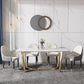 Luxury Marble Top Dining Table Rectangle Indoor Table with Trestle Base 55.1"L x 31.5"W x 29.5"H Without Chairs Clearhalo 'Dining Tables & Seating' 'Dining Tables' 'dining_table' 'furn' 'furn_dining_table' 'Furniture' 'furniture_dining_table' 'Kitchen & Dining Furniture' 'kitchen' 'kitchen_dining_table' 5032973