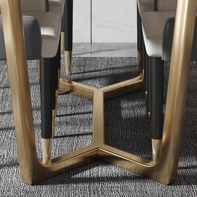 Luxury Marble Top Dining Table Rectangle Indoor Table with Trestle Base Clearhalo 'Dining Tables & Seating' 'Dining Tables' 'dining_table' 'furn' 'furn_dining_table' 'Furniture' 'furniture_dining_table' 'Kitchen & Dining Furniture' 'kitchen' 'kitchen_dining_table' 5032976