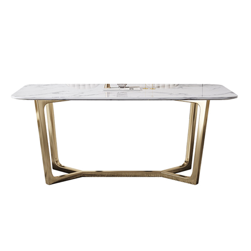 Luxury Marble Top Dining Table Rectangle Indoor Table with Trestle Base Without Chairs Clearhalo 'Dining Tables & Seating' 'Dining Tables' 'dining_table' 'furn' 'furn_dining_table' 'Furniture' 'furniture_dining_table' 'Kitchen & Dining Furniture' 'kitchen' 'kitchen_dining_table' 5032977