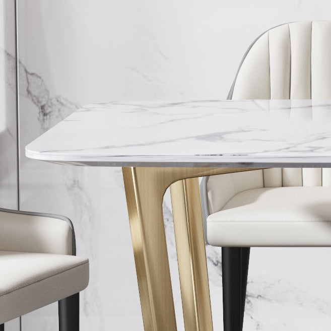 Luxury Marble Top Dining Table Rectangle Indoor Table with Trestle Base Clearhalo 'Dining Tables & Seating' 'Dining Tables' 'dining_table' 'furn' 'furn_dining_table' 'Furniture' 'furniture_dining_table' 'Kitchen & Dining Furniture' 'kitchen' 'kitchen_dining_table' 5032978