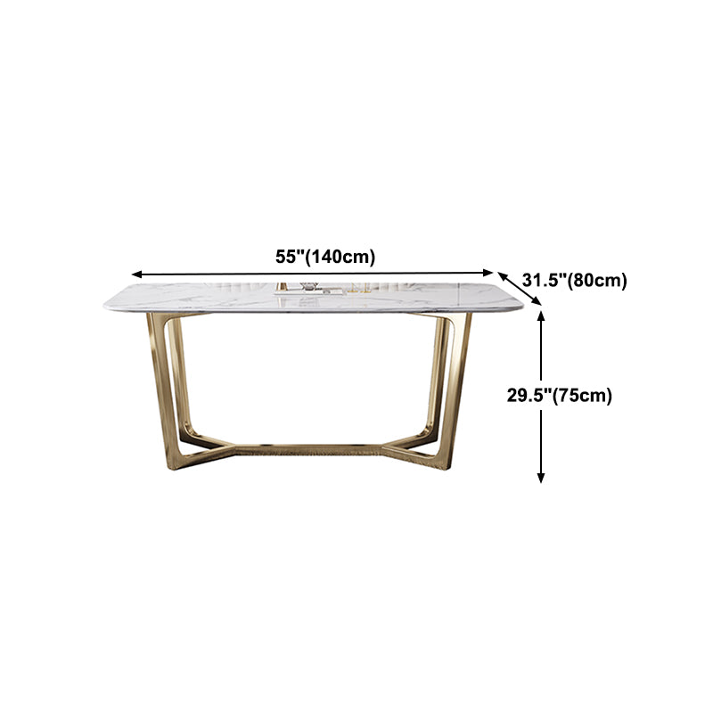 Luxury Marble Top Dining Table Rectangle Indoor Table with Trestle Base Clearhalo 'Dining Tables & Seating' 'Dining Tables' 'dining_table' 'furn' 'furn_dining_table' 'Furniture' 'furniture_dining_table' 'Kitchen & Dining Furniture' 'kitchen' 'kitchen_dining_table' 5032983