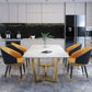 Luxury Sintered Stone Top Table Rectangle Table with Gold Trestle Base 63"L x 35.4"W x 29.5"H Without Chairs Clearhalo 'Dining Tables & Seating' 'Dining Tables' 'dining_table' 'furn' 'furn_dining_table' 'Furniture' 'furniture_dining_table' 'Kitchen & Dining Furniture' 'kitchen' 'kitchen_dining_table' 5032988