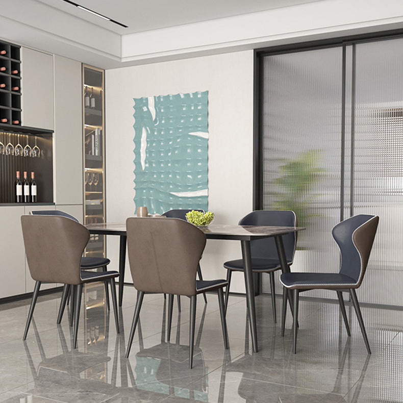 Industrial Grey Table for Restaurant Rectangle Dining Table with Metal 4 Legs Clearhalo 'Dining Tables & Seating' 'Dining Tables' 'dining_table' 'furn' 'furn_dining_table' 'Furniture' 'furniture_dining_table' 'Kitchen & Dining Furniture' 'kitchen' 'kitchen_dining_table' 5033011