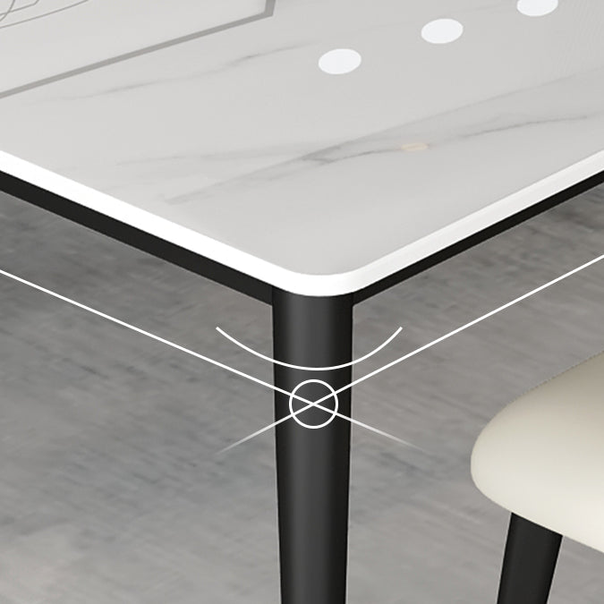 Industrial White Table for Restaurant Rectangle Dining Table with Metal 4 Legs Clearhalo 'Dining Tables & Seating' 'Dining Tables' 'dining_table' 'furn' 'furn_dining_table' 'Furniture' 'furniture_dining_table' 'Kitchen & Dining Furniture' 'kitchen' 'kitchen_dining_table' 5033025