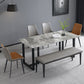 Industrial Grey Table for Restaurant Rectangle Dining Table with Double Pedestal 63"L x 31.5"W x 29.5"H Without Chairs Clearhalo 'Dining Tables & Seating' 'Dining Tables' 'dining_table' 'furn' 'furn_dining_table' 'Furniture' 'furniture_dining_table' 'Kitchen & Dining Furniture' 'kitchen' 'kitchen_dining_table' 5033034