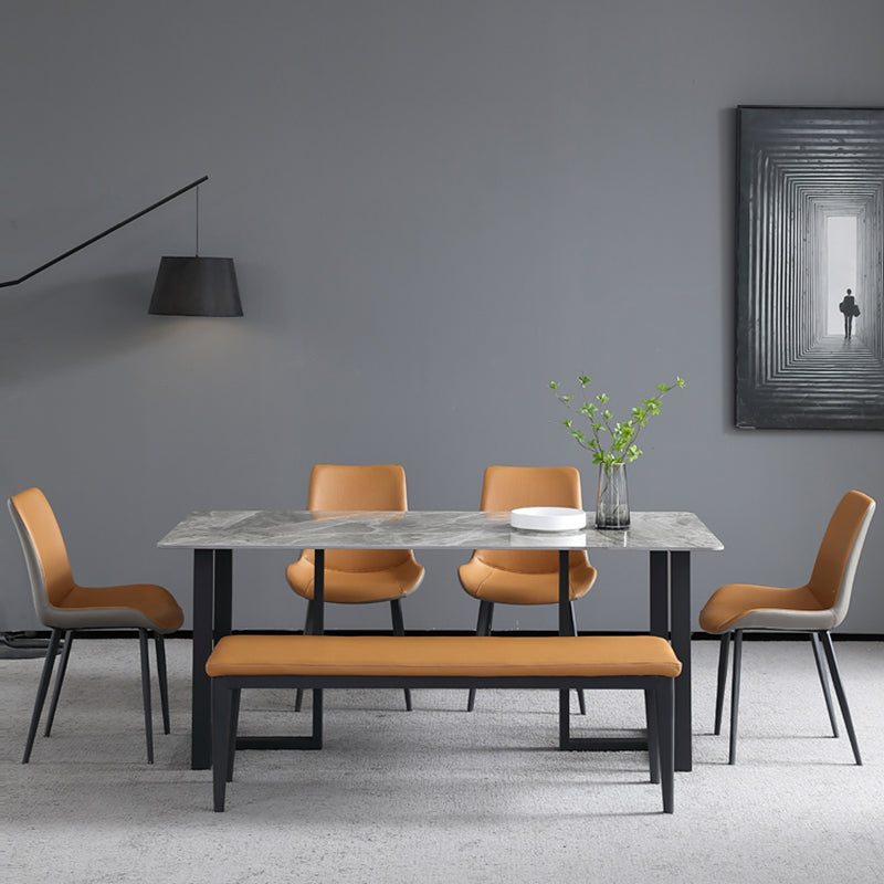 Industrial Grey Table for Restaurant Rectangle Dining Table with Double Pedestal 47.2"L x 23.6"W x 29.5"H Without Chairs Clearhalo 'Dining Tables & Seating' 'Dining Tables' 'dining_table' 'furn' 'furn_dining_table' 'Furniture' 'furniture_dining_table' 'Kitchen & Dining Furniture' 'kitchen' 'kitchen_dining_table' 5033035