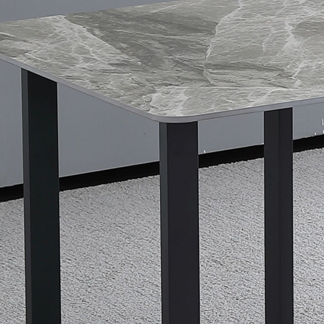 Industrial Grey Table for Restaurant Rectangle Dining Table with Double Pedestal Clearhalo 'Dining Tables & Seating' 'Dining Tables' 'dining_table' 'furn' 'furn_dining_table' 'Furniture' 'furniture_dining_table' 'Kitchen & Dining Furniture' 'kitchen' 'kitchen_dining_table' 5033038