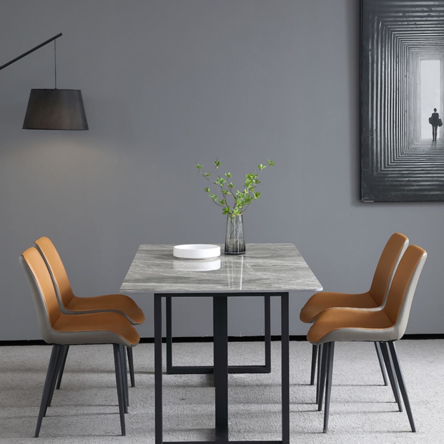 Industrial Grey Table for Restaurant Rectangle Dining Table with Double Pedestal Clearhalo 'Dining Tables & Seating' 'Dining Tables' 'dining_table' 'furn' 'furn_dining_table' 'Furniture' 'furniture_dining_table' 'Kitchen & Dining Furniture' 'kitchen' 'kitchen_dining_table' 5033045